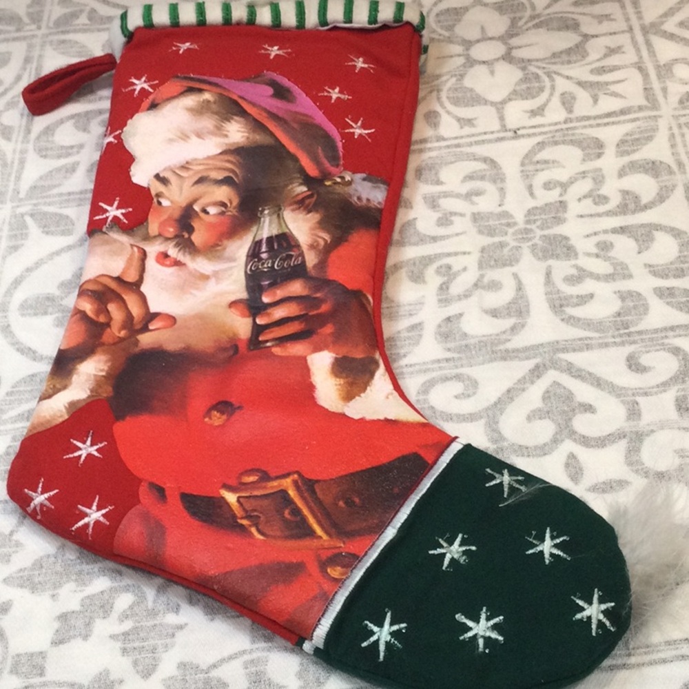 NWOT 🎄Coca-Cola fiber optic Christmas stocking vintage 2006. 75th anniversary.